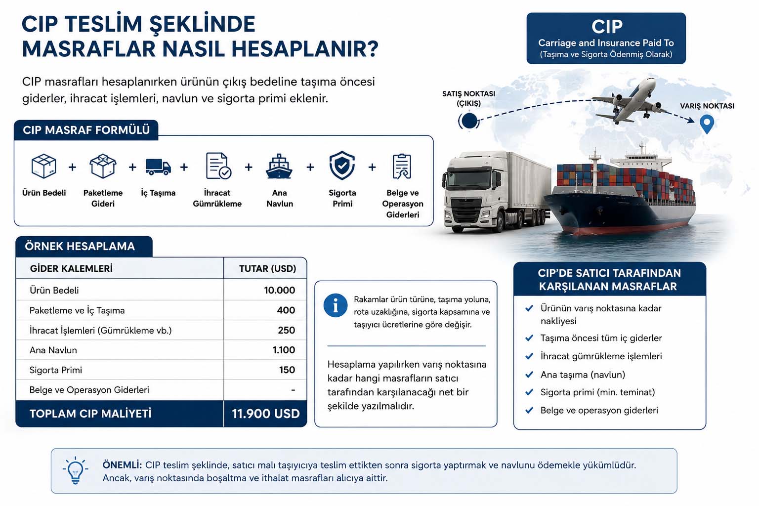 cip teslim şekli masraf hesaplama